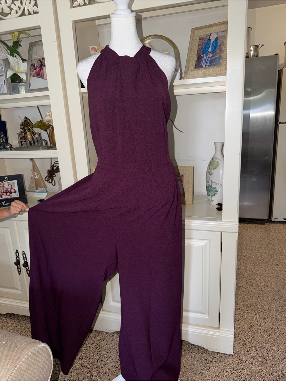 julia jordan Sleeveless Halter Wide-Leg Jumpsuit in Plum